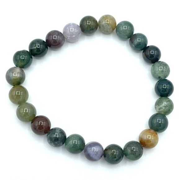 India Agate 8mm NEW stretch bracelet beaded bracelet 7” stretch crystal healing - Picture 1 of 9